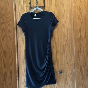 Women’s Love Vintage Black Ruched Side Short Sleeve Dress